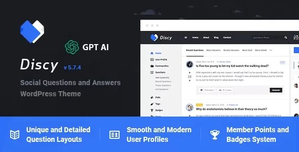 Discy - Social Questions and Answers WordPress Theme