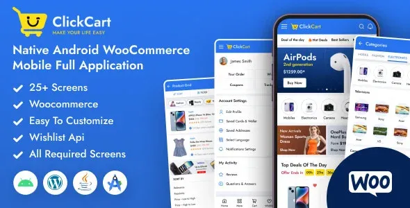 ClickCart – Native Android WooCommerce Full Mobile Application