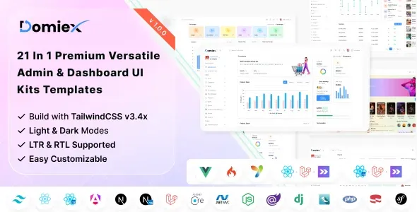Domiex – Premium Versatile Admin & Dashboard UI Kit Template