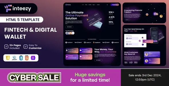 Finteezy – Fintech Startup & Digital Wallet HTML5 Website