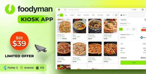 Foodyman – Restaurant Self-ordering KIOSK App (iOS, Android)