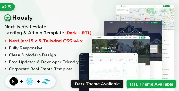 Hously – NextJs Real Estate Landing & Admin Dashboard Template