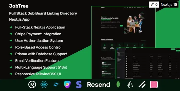 JobTree – Full Stack Job Board Listing Directory Next.js App